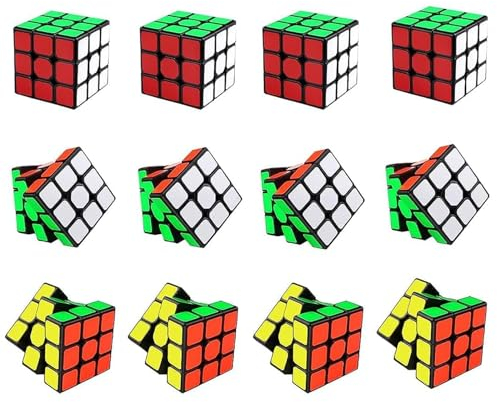 Mini Zauberwürfel Set, 12 Stück Speed Cube 3x3 Magischer Würfel, Original Zauberwürfel Cube Spielzeug für Kinder Erwachsene, Mini Würfel Puzzle für Geburtstags Geschenk, Reisespiele, Mitgebsel