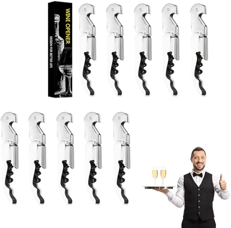 Cavatappi Vino,Apribottiglie Professionale,3 in 1 Cavatappi + Apribottiglie + Lama Corta Capsule,Cavatappi a Leva Acciaio Inox (10, Bianco)