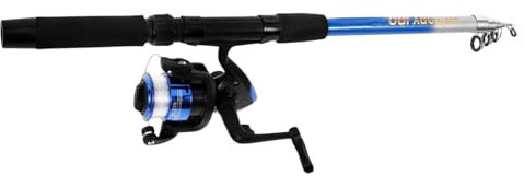 VANZACK 1set Canna da Pesca Telescopica Retrattile con Mulinello per Principianti Attrezzatura Leggera e Compatta per Pesca Mare e Lago