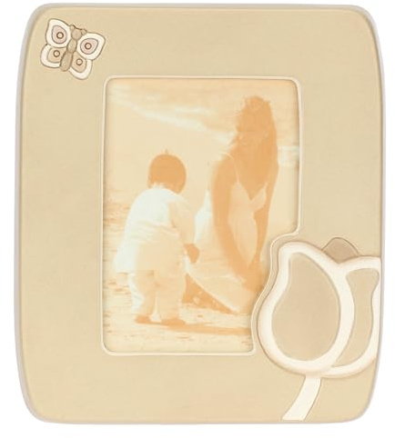 THUN, Portafoto in Ceramica Decorata a Mano, Versione Grande, Linea Iconic Elegance, Idea Regalo per la Casa, 22.5 x 26 x 2 cm, Spazio Foto 17 x 12.5 cm