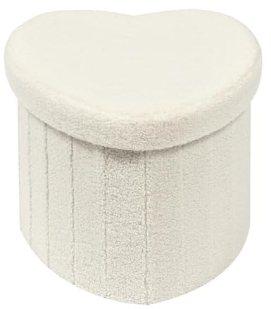 Bonlife Sitzbank mit Stauraum, klappbare Sitztruhe, Aufbewahrungsbox, Fußbank,Liebe，für Schlafzimmer Wohnzimmer Flur，Weiß，38x38x38 cm
