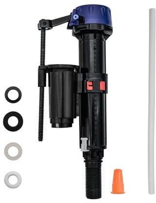 Empyreal Toilet Tank Fill Valve Replacement Part, G1/2 Universal WC Inlet Valve, Rod and Float Adjustable, Equipped with Outlet Filter and Refill Tube. 1 Piece.