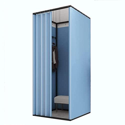 ZTIOMUK Mobile Umkleidekabine, Tragbarer Ankleideraumrahmen Mit Vorhang Und Haken, Umkleidekabine Für Bekleidungsgeschäfte, Boutiquen, Büro (Farbe: Blau)