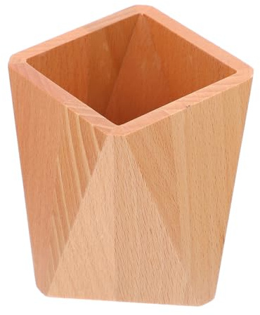VILLCASE Porte-Stylo Bois 3.82X3.07X3.07 Pouces Organisateur De Bureau Compact En Bois Naturel Pot À Crayon Pour Maison Et Bureau