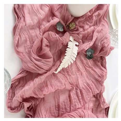 OZLCUA Runner da tavola in Garza Semi-Sheer Sky Blue Gauze Wedding Table Runner Cheesecloth Table Setting Dining Vintage Party Christmas Banquets Arches Decor Lavabile Tablerunner(Rouge,90X400cm)