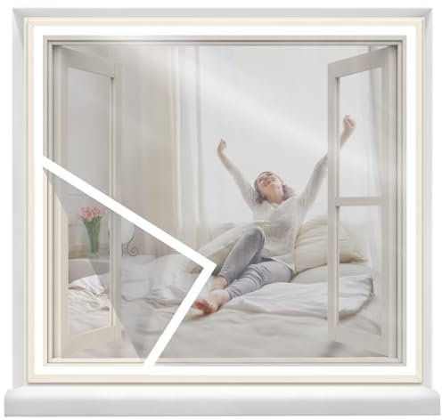 115x100cm Aislante Termico Autoadhesivo,PelíCula Transparente no Cortable De 0.3mm De Grosor,FáCil De Abrir Para VentilacióN,Sujetado Por Correas Adhesivas Blanco