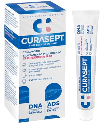 Curasept Kit Igiene Orale 0,12% Clorexidina - Collutorio 200 ml + Gel Dentifricio 75 ml - ADS Antiplacca, Senza Alcol