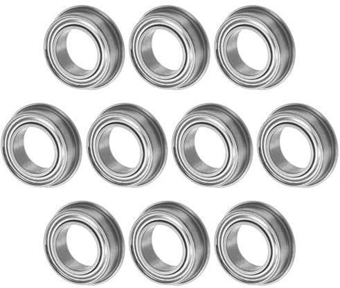 M METERXITY 10-Pack MF106ZZ Flanged Ball Bearing, 6 x 10 x 3mm Double Metal Shielded Chrome Steel (GCr15) Flange Rip Bearings for Wheelbarrow/Printer/Fax Machines/Power Tools