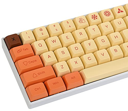 Guffercty kred XDA Profile Keycaps Set 142-Key Retro PBT keycaps for 60% 65% Cherry Mx Gaming Keyboard (Yellow Flash)