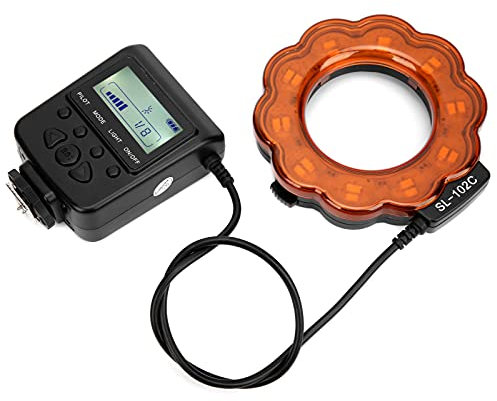 Tbest Flash Annulaire Macro LED, Lumière Flash à Température de Couleur 6800K pour Objectif d'appareil Photo