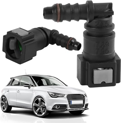 2 Piezas 7.89mm ID6 Conectores Rápidos de Manguera de Combustible para Automóviles, Conector Femenino, Acoplamiento Rápido a 90 Grados, Apto para Gasolina y Diésel, Instalación Sencilla y Segura