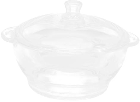 JECOMPRIS Pentola per Stufato e Zuppa in Vetro Borosilicato con Doppio Manico e Coperchio Resistente Calore e Freddo, Design Semplice ed Ergonomico per Cucinare Pasta, Zuppe e Cibi per Ragazzo Ragazza