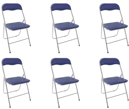 NORDIQ - Pack 6 Sillas Plegables - Silla Plegable - Sillas Comedor y Cocina - Ligeras y Resistentes - Diseño Cómodo para Interior y Exterior - Silla Plegable Acolchada - Azules