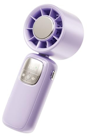 GjnjfdF Ventilatore a Mano Portatile Ventilatore Palmare Personale Display LED Leggero Pieghevole Velocità Regolabile per Grandi Calori Trasporti Attività Esterne
