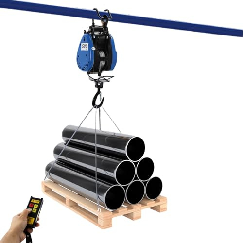 Charocean 220V 500KG Electric Hoist 1800W Copper Motor Electric Winch with Wireless Remote & Handle, Fast 13m/min Lift, 29m Height, Alloy Steel Engine Hoist for Garage & Construction