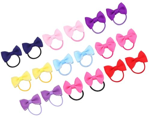 Mikinona Elastische Haargummis Zufällige Farbe Komfortabel zu Tragen Einzigartiges Design mit Schleife 18 Stück für Babys und Kinder Geeignet für Pferdeschwanz und Verschiedene Frisuren