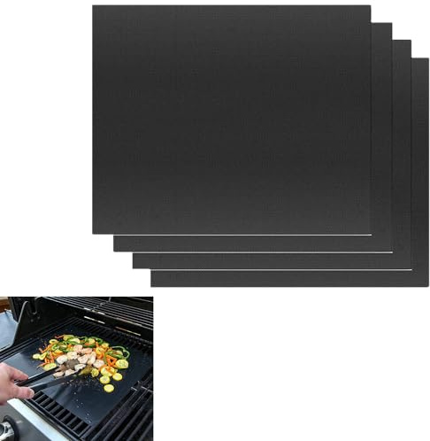 YQBFTC 4-Pack Oven Liners for Fan Assisted Ovens 40x50 cm,Universal Non Stick Protector Sheets,Oven Liner for Bottom of Fan, Electric & Gas Ovens,BBQ Grill,Reusable Baking Mats