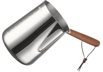 PUXZYAX Macchina per caffè in acciaio inossidabile, scaldalatte turco, latte art e cioccolato fuso in caffetteria o a casa, bricco per schiumare il latte, scaldalatte, bricco, Argento, 1000 ml