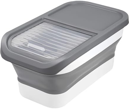 Contenitore cibo cane - Scatola mangime secco | Stoccaggio ermetico pet | Pieghevole con coperchio, capacità 5kg, mantiene fresche le crocchette, chiusura scorrevole, per cani, gatti, viaggio, casa