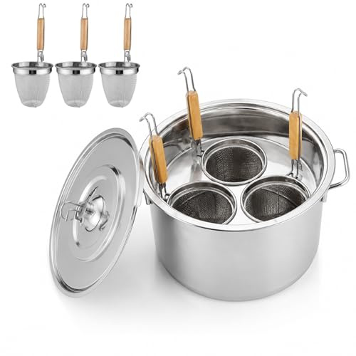 RSBFER Set di cuocipasta in Acciaio Inox con cestelli scolapasta, pentola Multifunzione con Coperchio e 3/4/5 Scomparti per cuocere Pasta, Noodles, Gnocchi e Verdure,3 Hole