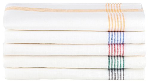Kracht 3er Pack Geschirrtücher/Gläsertücher 100% Leinen Reinleinen 50x70 Rahmen 2-263-11 weiß/blau