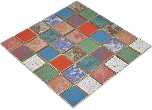 Piastrella a mosaico in ceramica colorata retrò vintage cucina specchio parete posteriore rosso blu verde bianco