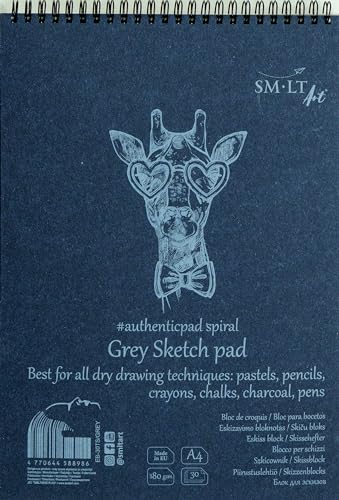 SMLT EB-30TS/GREY Authentic Line A4 grau skizzenblock, 180 gsm, 30 Blatt. Mit Perforation