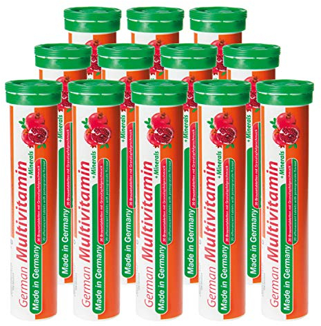 Multivitamin + Mineralien Brausetabletten 12x20 Stk. Granatapfelgeschmack – T&D Pharma German Multivitamin + Minerals – Made in Germany