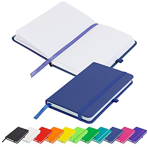 Savvy Bee Blanco Basic Notizbuch, A6, unliniert, blanko, gebunden, Tagebuch mit Stiftschlaufe, Gummibandverschluss, Lesebändchen und Stiftschlaufe, Notizbuch, Notizbuch, Tagebuch, Block (Marineblau)