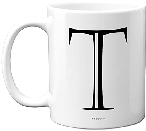 Stuff4 Personalised Alphabet Initial Mug - Letter T Mug, Gifts for Him Her, Fathers Day, Mothers Day, Birthday Gift, 11oz Ceramic Dishwasher Safe Anniversary, Valentines, Christmas, Retirement