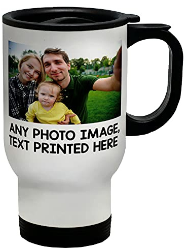 Shopagift Personalised Travel Mug Photo Image Text Logo Business Company Coffee Tea Cup Gift Birthday Mothers Fathers Day Mum Dad Family Retirement Work Colleague Boss