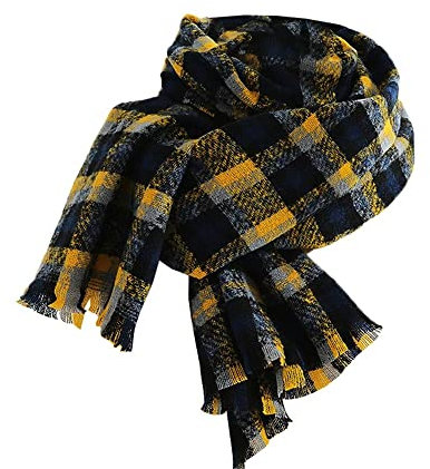 Damen Schal Winter Kariert Winterschal Strickschal Halstuch Karo Herbstschal Warm Schal Cashmere Fransen DeckeSchal Lang Poncho