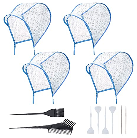 NITAIUN 12 Stück Kippen Kappe Highlight Haar Kappe Set Haarfärbepinsel Haar Färben Set, Färbung Hervorhebung Kappe Haarefärben Zubehör mit Haken für Salon-und Heimgebrauch Haarfärbemitte