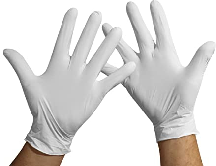 KMINA Guantes Nitrilo Talla S (x100 uds), Desechables, Sin Polvo, Libre de Latex, Blanco