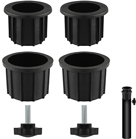 TOYMIS 2 Sets Umbrella Stand Parts with Umbrella Screw, Screw Parasol Parts Tube for Parasol Base Wire Clamp Button Black Fits 2.17 Inch Poles for Patio Table Balcony (Black)