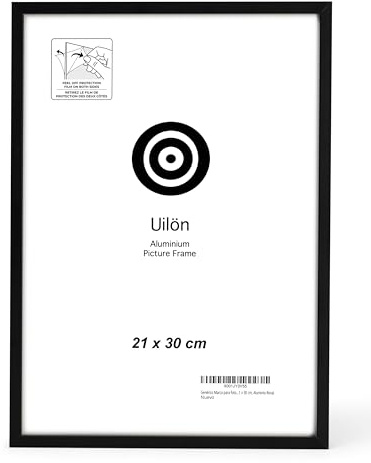 Genérico Marco para fotos de Aluminio (21 x 30 cm, Aluminio Negro)