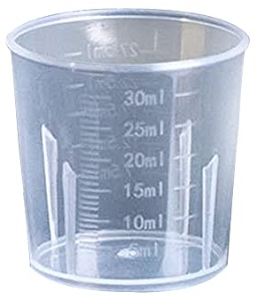 Paquete de 100 tazas medidoras de plástico, vaso graduado de 30 ml para laboratorio, líquidos de cocina