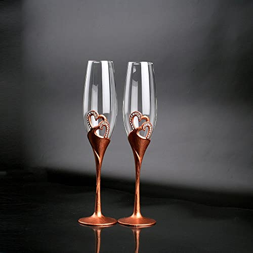 SHYPYG 2 piezas/set de copa de champán de boda flautas de metal copas de vino amantes de la fiesta de la fiesta 200ml (Color : A, Size : 2Pcs/Set)