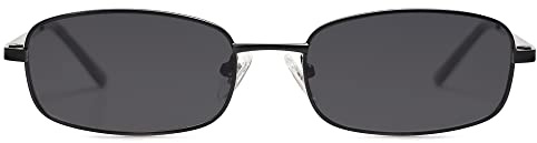 SOJOS Small Y2k Narrow Rectangle Sunglasses Womens Mens Retro 80s 90s Skinny Sunnies SJ1187, Black/Grey