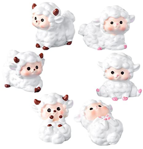 FOYTOKI 6 Stück Harz Schafmodelle Moos Sukkulenten Deko Micro Landschaft Garten Ornamente Selbstgemacht Bastel Accessoires Für Haus Und Garten