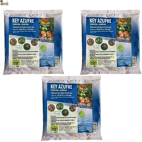BricoLoco.com Azufre mojable en microgránulos ¡¡1,5 KGS(3x0,5)!! Antioídio mildiu Plantas. Abono Fertilizante, fungicida acaricida contra Hongos en Vid, Olivo, cítricos, Rosales, tomateras (3)