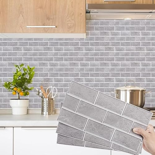 Decoroom Fliesenaufkleber Grau 24pcs/15x30cm Brick Fliesenfolie | Vinyl Selbstklebende Fliesenfolie Wasserfes Wandfliese Sticker für Küche Backsplash Badezimmer, Mit PVC Fliesen klebefliesen