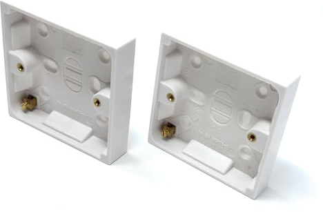 2pcs. 1 Gang Surface Mount Back Box Pattress Box 16mm x 85mm x 85mm White