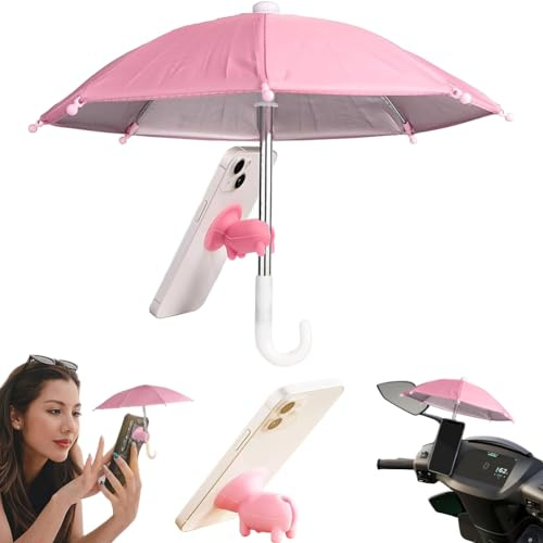QYEHF Anti-Glare Phone Umbrella Sun Shade, Holder with Suction Plug for Car Navigation Sunscreen, Mini Sunscreen Travel Cell Phone Umbrella, Smartphone Outdoor Stand