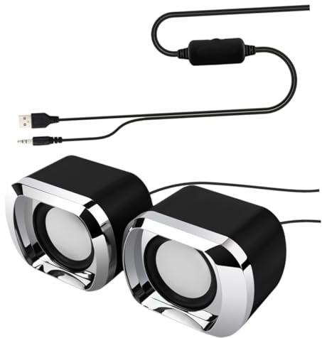 Veemoon 2pièces Haut-Parleur USB Mini Portable Multimédia pour Ordinateur Portable Et Bureau Enceinte Sonore Stéréo Connexion USB Contrôle du Volume Ligne Design Compact Et Élégant