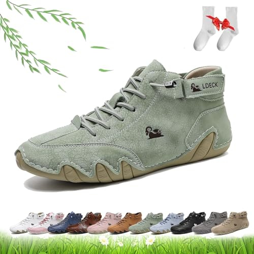 Bottes Hautes Faites à la Main for Femmes, Chaussures Beck for Femmes Marche Pieds Nus Bottes Chukka légères et Respirantes Mocassins Plats for la randonnée et la Marche