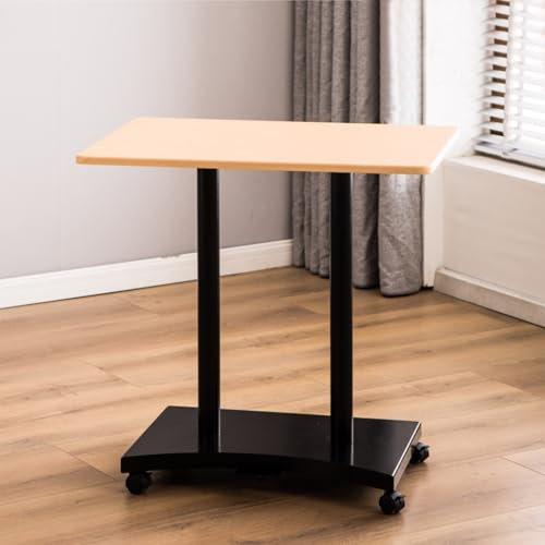Mobilt Bärbar Datorpodium, Justerbart Stående Skrivbord Med Hjul, Talarpodium med Förvaringshylla för Skola, Kontor, Hem, Föreläsningar(Brown)