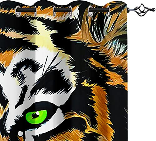 Bunte Cartoon-Tiger-Verdunkelungsvorhänge für Kinderzimmer, Ösen-Fensterbehandlungen, superweich, wärmeisoliert, Kinderzimmer-Vorhänge, 2 Paneele