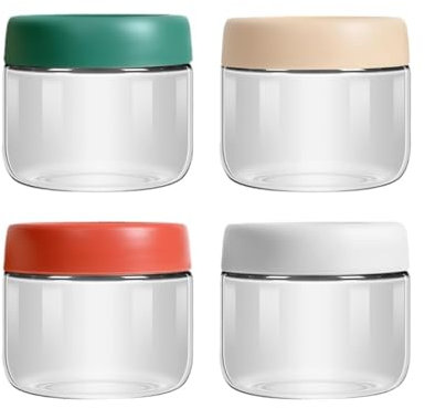 CTForest 4 Piezas Tarro de Cristal, Tarro de Condimento, Aptas para Guardar Cereales, Ensaladas, Mermeladas, Condimentos, etc(300 ml)