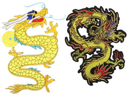 SHINEOFI 2stücke Dekorative Dragon Patches Zum Aufnähen Dragon Applikation Gestickte Kleidung Flicken Für Diy Kostüme Und Accessoires Langlebig Und Vielseitig Einsetzbar